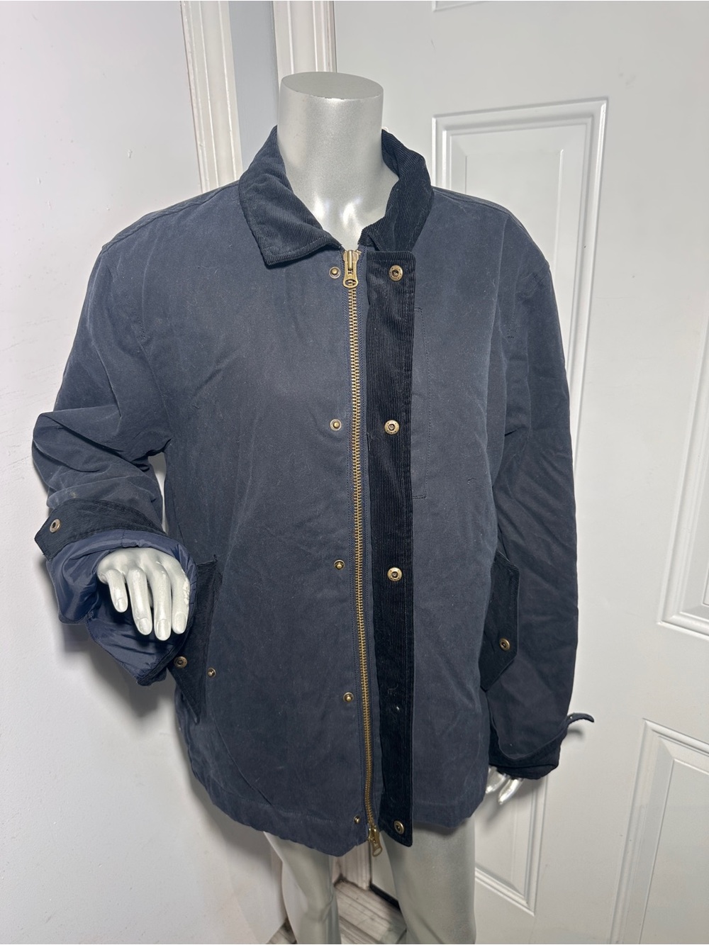 Marine Layer Navy Blue Field Jacket with Corduroy Trim - Picture 12 of 15
